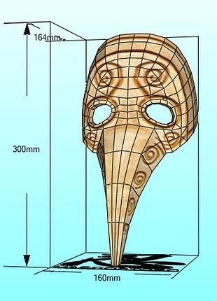 Шлем helmet чумного доктора лікаря doctor маска mask конструктор з картону паперкрафт papercraft ігровий персонаж пазл 3д фігура