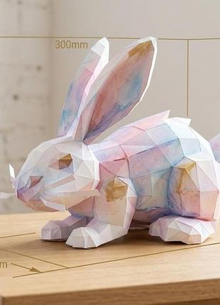 Paperkhan конструктор з картону 3d фігура заєць кролик зайчик паперкрафт papercraft подарунковий набір для творчості іграшка сувен