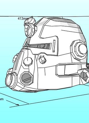 Шолом t-51b helmet фоллаут fallout конструктор з картону паперкрафт papercraft ігровий персонаж пазл 3д фігура
