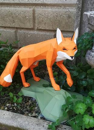 Paperkhan конструктор з картону лис лиса лисица пазл орігамі papercraft 3d фігура полігональна набір подарок сувенір антистрес
