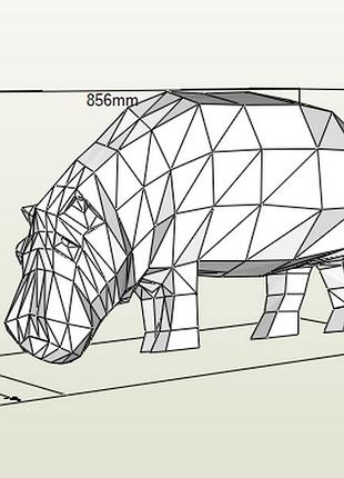 Paperkhan конструктор з картону 3d фігура бегемот гіпопотам паперкрафт papercraft подарунковий набір для творчості іграшка сувенір
