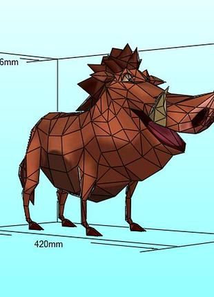 Paperkhan pumba boar character hero 3d фігура арт. 300.13 пумба каба персонаж герой конструктор з картону паперкрафт disney дисней