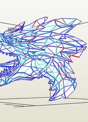Paperkhan конструктор з картону дракон череп голова пазл орігамі papercraft 3d фігура полігональна набір подарок сувенір антистре