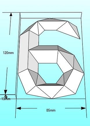 Paperkhan конструктор из картона цифра 6 шестёрка шестёрочка паперкрафт papercraft вывеска день рождения