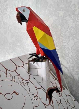 Paperkhan конструктор из картона 3d попугай птица птичка паперкрафт papercraft набор для творчества игрушка