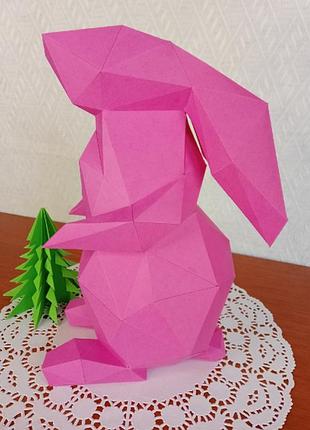 Paperkhan конструктор з картону 3d фігура заєць кролик зайчик паперкрафт papercraft подарунковий набір для творчості іграшка сувен
