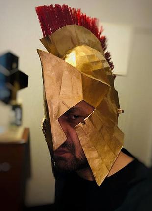 Шлем helmet спарта 300 спартанців воїн легіонер маска mask конструктор з картону паперкрафт papercraft персонаж пазл 3д фігура