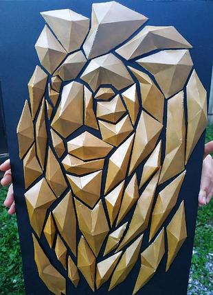 Paperkhan конструктор з картону мозаїка лев пазл орігамі papercraft фігура полігональна набір подарок сувенір антис