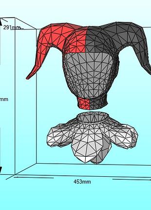 Шлем helmet harley quinn маска mask конструктор з картону паперкрафт papercraft ігровий персонаж пазл 3д фігура