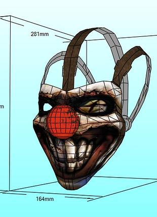 Маска клоуна clown mask needles kane mask twisted metal конструктор из картона papercraft паперкрафт персонаж