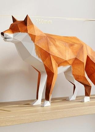 Paperkhan конструктор з картону 3d фігура лис лисиця лисичка паперкрафт papercraft подарунковий набір для творчості іграшка сувені