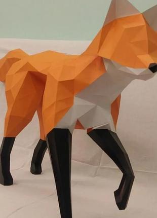 Конструктор з картону оригамі low poly papercraft 3d фігура подарунок сувенір-лис лисиця