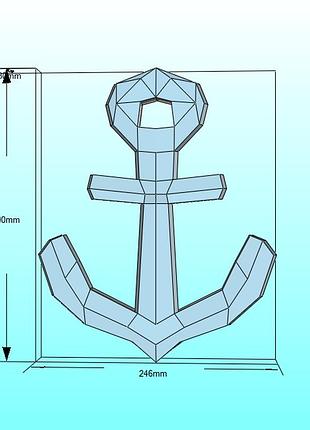 Paperkhan конструктор з картону якорь 3d фігура papercraft паперкрафт модель пазл орігамі набір для творчості сувенір подарунок