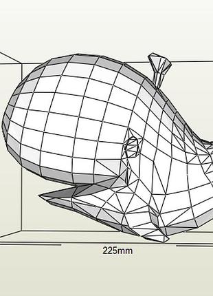 Paperkhan конструктор з картону 3d фігура кит кашолот риба паперкрафт papercraft подарунковий набір для творчості іграшка сувенір