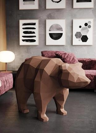 Paperkhan конструктор из картона 3d фигура медведь смотрит в даль паперкрафт papercraft оригами пазл медведь ведмедь bear teddy