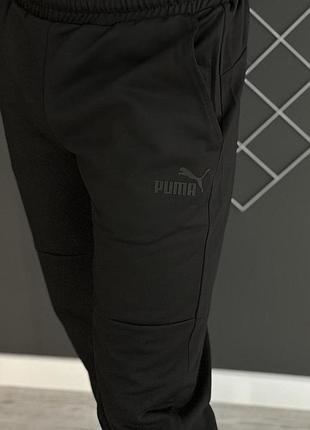Демісезонні штани чорні puma чорний лого (двонитка)