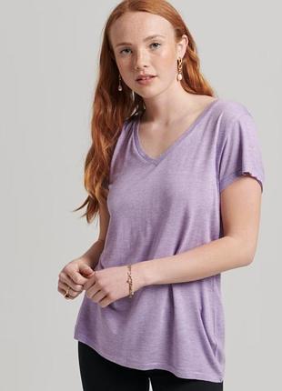 Нова лавандова футболка superdry studios slub vee neck tee (m / eu 40)