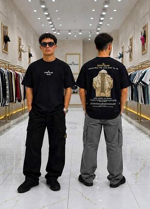 Футболка stone island черная мужская