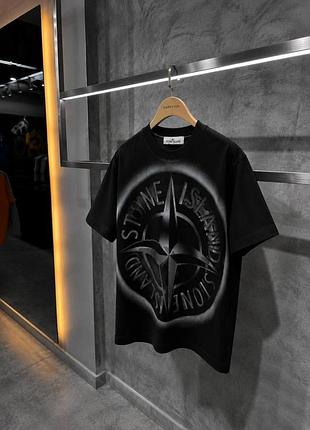 Футболка stone island чорна чоловіча з великим лого