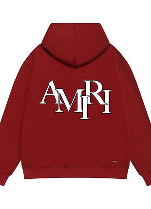 Теплая зимняя толстовка amiri бордовая оверсайз на флисе lsah0241 xxl