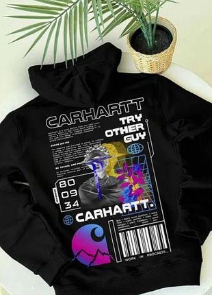 Черная толстовка carhartt на манжетах качественная кофта кархарт свободный стиль lsah0614 xl
