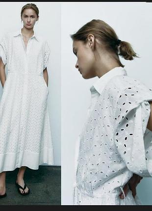 Платье zara с ажурной вышивкой