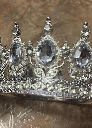 Корона діадема залізна з камінцями срібна