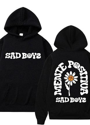 Худи sad boyz черного цвета мужское кофта сад бойз на осень с капюшоном толстовка трехнитка