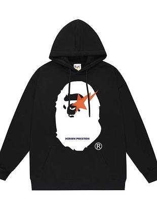 Осеннее худи bape черное для парня толстовка мужская с капюшоном кофта bape трехнитка