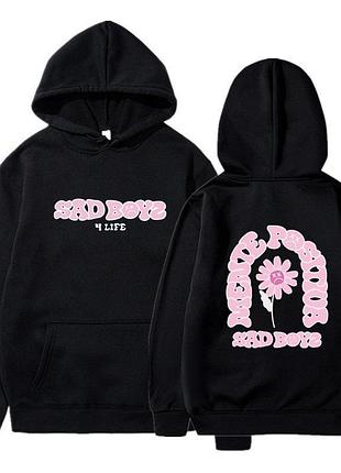 Мужская черная кофта sad boyz на осень худи сад бойз с капюшоном толстовка трехнитка для парня