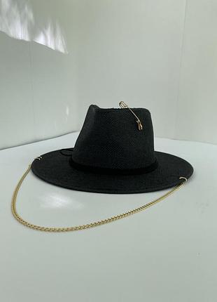 Капелюх літній з золотистою фурнітурою розмір one size