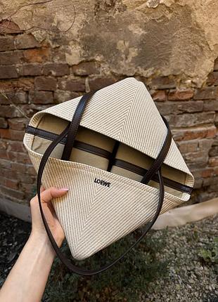 Женская сумка loewe medium puzzle#e tote bag бежевая