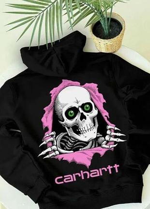 Черное худи carhartt оверсайз свободная кофта кархарт на каждый день lsah0609 xl