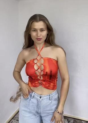 Shein топ з переплетами топик на шнурівці топ бандо