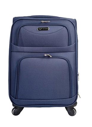 Дешевый чемодан на колесах текстиль синий арт.1703/4 blue (m) wings польща