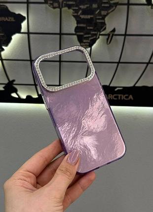 Чохол для iphone 17 pro глянсовий зі стразами на камері, протиударний захисний чохол для iphone 17 pro