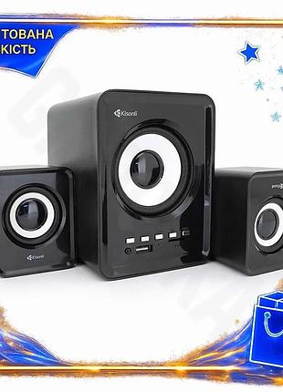 Ve колонки kisonli с сабвуфером new version 5w+2x3w bluetooth usb tf fm aux черные для музыки и аудио n6w_ver