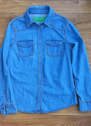 Джинсова жіноча сорочка  бренду benetton
