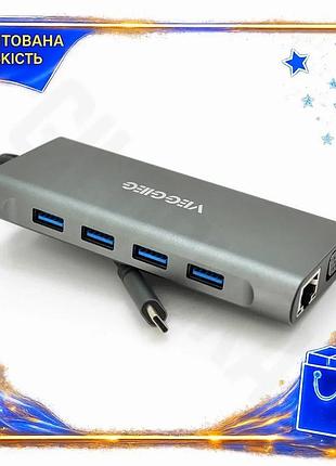 Ve хаб-конвертор veggieg type-c usb new version 3.0 hdmi jack3.5 rj45 для ноутбука та пк адаптер для п n6w_ver