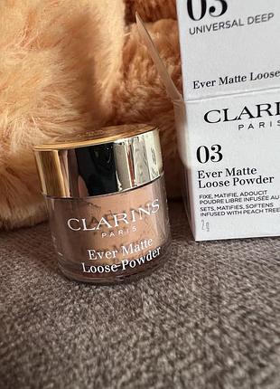 Прозора матуюча пудра clarins ever matte loose powder пудра для обличчя 03 deep