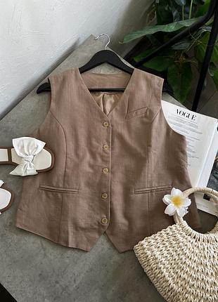 Жилетка жіноча на літо лляна бежева розмір 2xl