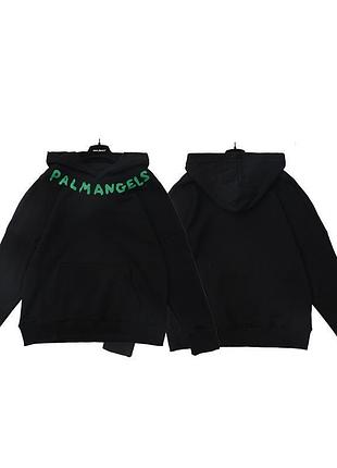 Черная осенняя кофта palm angels для парня худи мужская с капюшоном толстовка палм анджелс из трехнитки