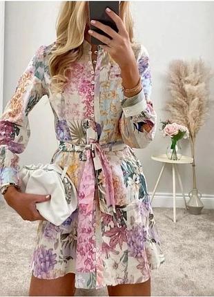 Сукня лляна у квітковий принт zara