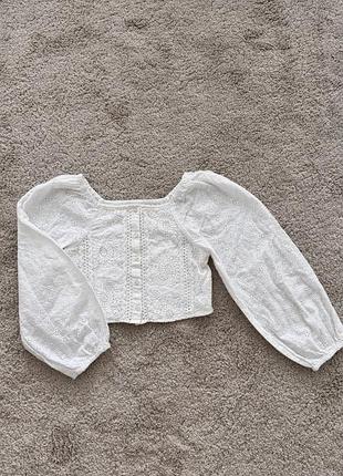 Рубашка блуза с прошвой zara 11-12р