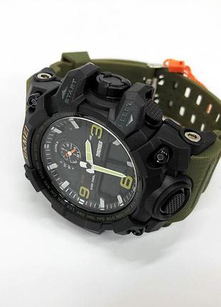Часы наручные мужские skmei 1586ag army green, мужской армейский водостойкий тактический цвет: зеленый 3