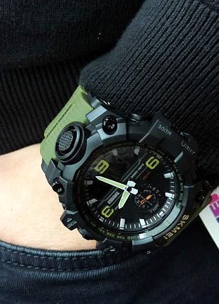 Часы наручные мужские skmei 1586ag army green, мужской армейский водостойкий тактический цвет: зеленый 5