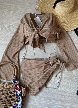 Купальник 4-ка з парео і кофтинкою 👙 розміри с ми л