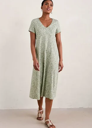 Очень красивое натуральное платье-миди wildlands jersey seasalt cornwall 14 р-р
