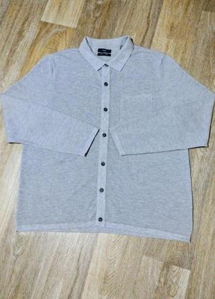 Чоловіча легка кофта поло m&amp;s, розмір xl-xxl, сірий cotton blend