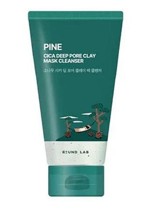 Глиняна маска-пінка для вмивання round lab pine cica deep pore clay mask cleanser, 150 мл